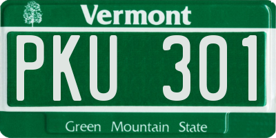 VT license plate PKU301