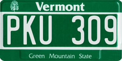 VT license plate PKU309