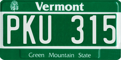 VT license plate PKU315