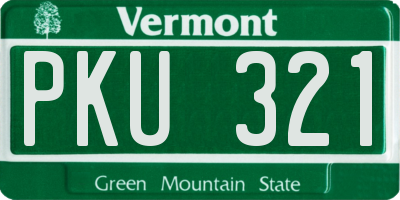 VT license plate PKU321