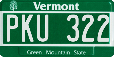 VT license plate PKU322