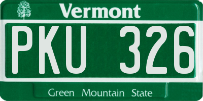 VT license plate PKU326