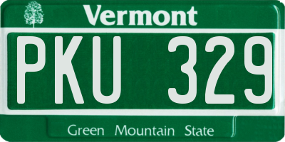 VT license plate PKU329