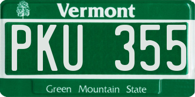 VT license plate PKU355
