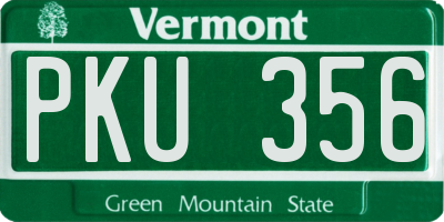 VT license plate PKU356