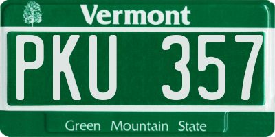 VT license plate PKU357