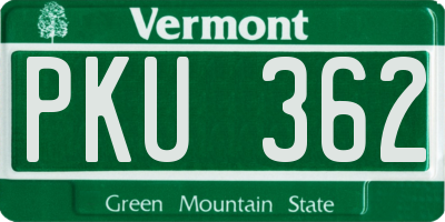 VT license plate PKU362
