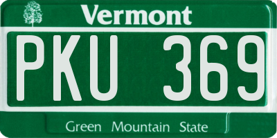 VT license plate PKU369