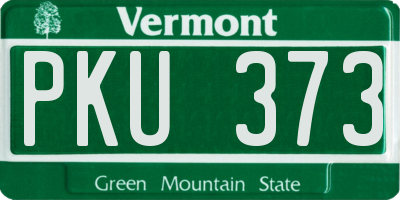 VT license plate PKU373