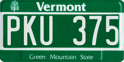 VT license plate PKU375