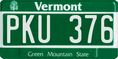 VT license plate PKU376