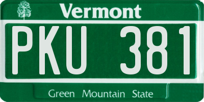 VT license plate PKU381