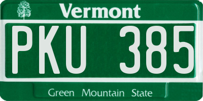 VT license plate PKU385