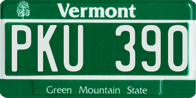 VT license plate PKU390