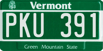 VT license plate PKU391