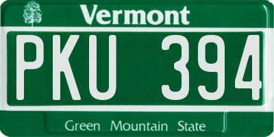 VT license plate PKU394
