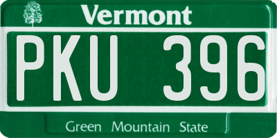 VT license plate PKU396