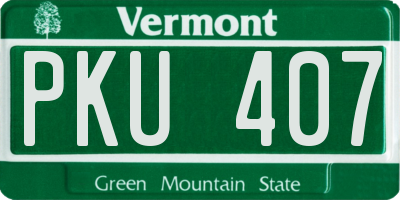 VT license plate PKU407