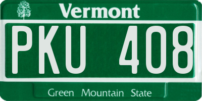 VT license plate PKU408