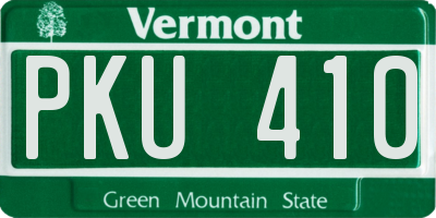 VT license plate PKU410