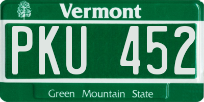 VT license plate PKU452