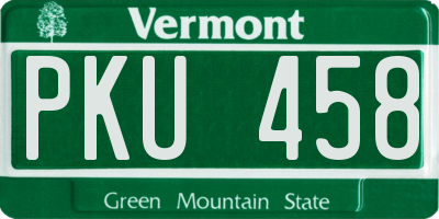 VT license plate PKU458