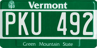 VT license plate PKU492