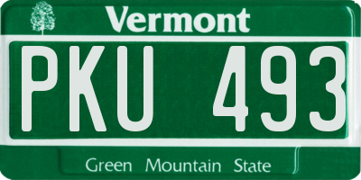 VT license plate PKU493