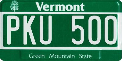 VT license plate PKU500