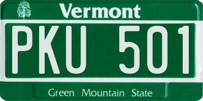 VT license plate PKU501