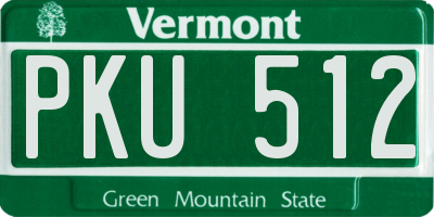 VT license plate PKU512