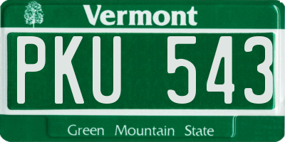 VT license plate PKU543