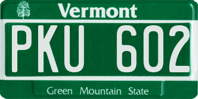 VT license plate PKU602