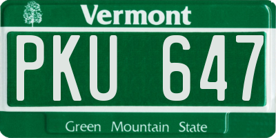 VT license plate PKU647