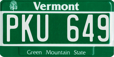 VT license plate PKU649