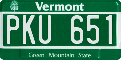 VT license plate PKU651