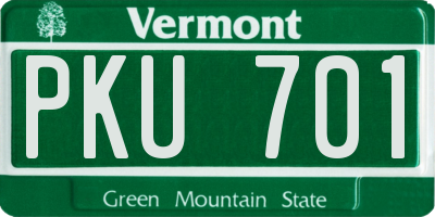 VT license plate PKU701