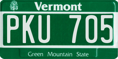 VT license plate PKU705