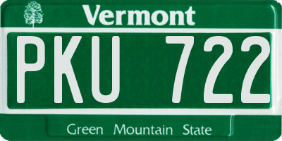 VT license plate PKU722