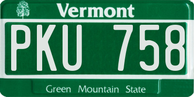 VT license plate PKU758