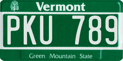 VT license plate PKU789
