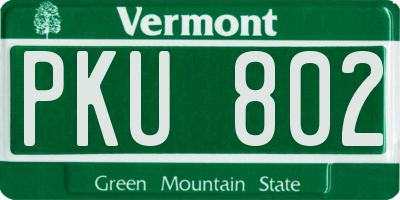 VT license plate PKU802