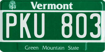 VT license plate PKU803