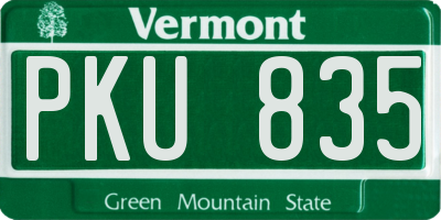 VT license plate PKU835