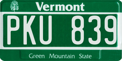 VT license plate PKU839
