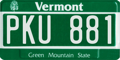 VT license plate PKU881