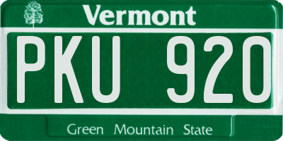 VT license plate PKU920