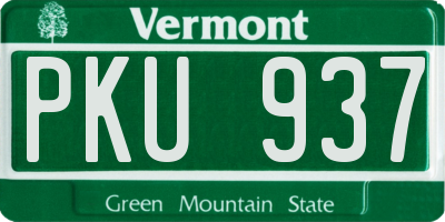 VT license plate PKU937