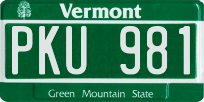 VT license plate PKU981