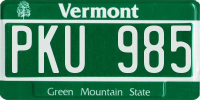 VT license plate PKU985